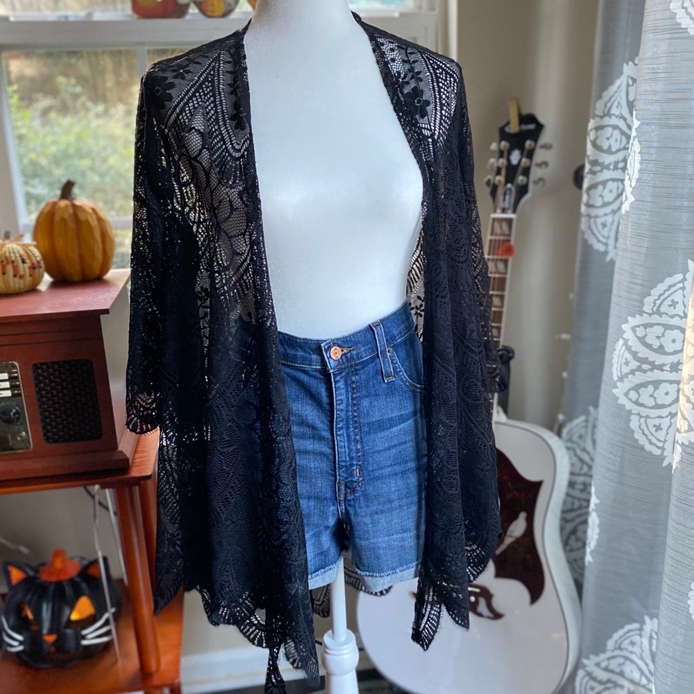 Black lace kimono - L